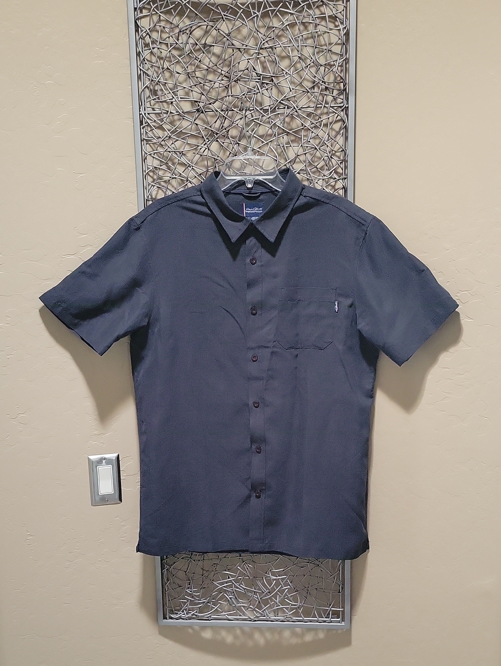 Jack O'Neill Men's Short Sleeve Button Down Textured Shirt in Charcoal